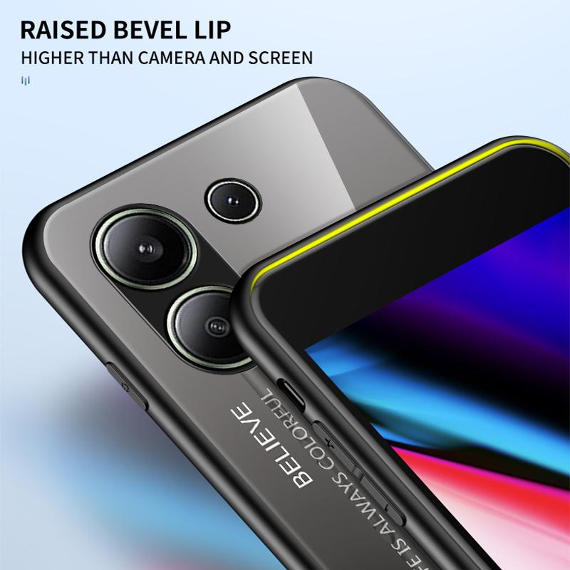 For Xiaomi Redmi Note 13 4G Shockproof Tempered Glass Case Anti-Scratch Cell Phone Cover