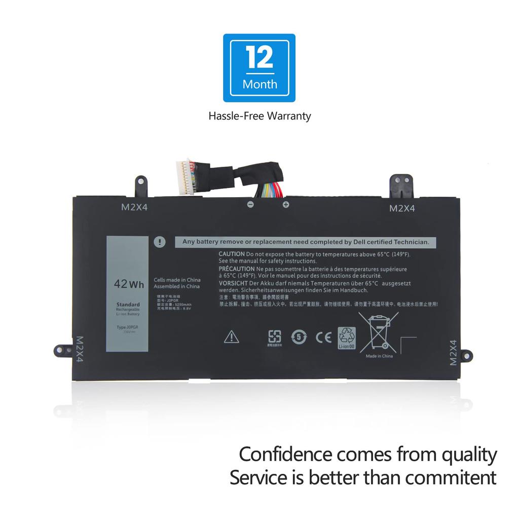 J0PGR Laptop Battery Replacement for Dell Latitude 12 5285 5290 2-in-1 T17G 0J0PGR JOPGR 1WND8 X16TW 0X16TW 0FTH6F 7.6V42Wh4Cell