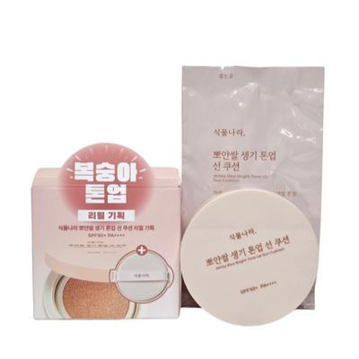 Coussin solaire tonifiant Plant Kingdom White Rice Vitality Original + recharge 02 Vitality Peach Hair Band 2p gratuit