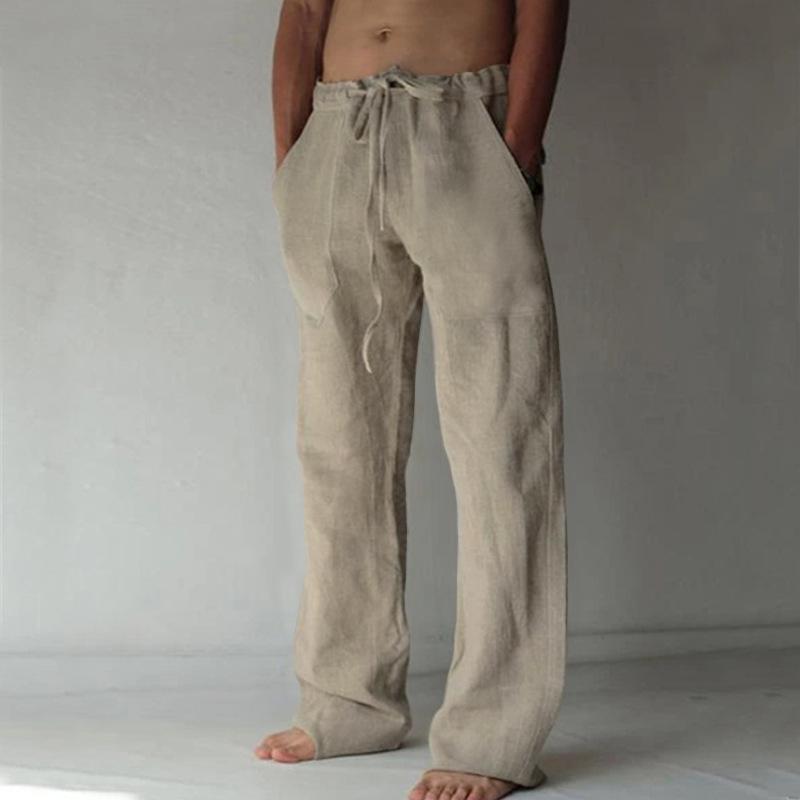 2022 Hot-Selling Men's Casual Linen Solid Color Thin Long Pants