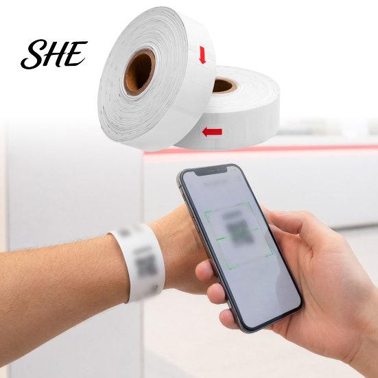 Color Coded Wristbands 200 Pcs Paper for Events, Barcode Print Self-Adhesive QR Code Printable Wristband, Thermal Sensitive Disposable DIY Bracelet