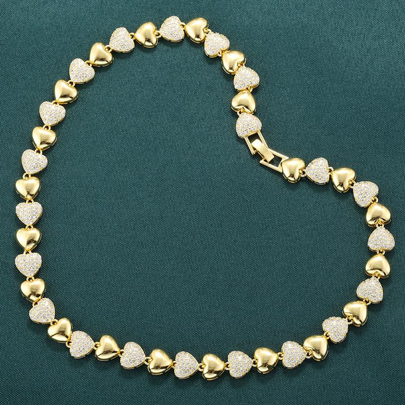 Liebe Splicing Armband Halskette Premium Gefühl Herzförmig Pfirsichherz Schmuckset Vl663-664