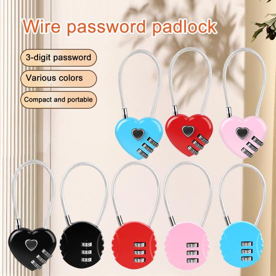 Password Lock, Wire Rope Flexible 3-Digit Combination Keyless Zinc Alloy Anti-Theft Lock for Helmets Car Baskets Luggage Wardrobes Travel Security