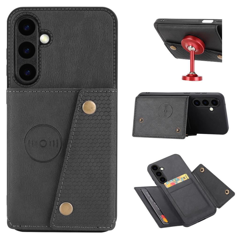 For Samsung Galaxy S26+ Case with Card Slots Kickstand Leather + TPU Phone Cover