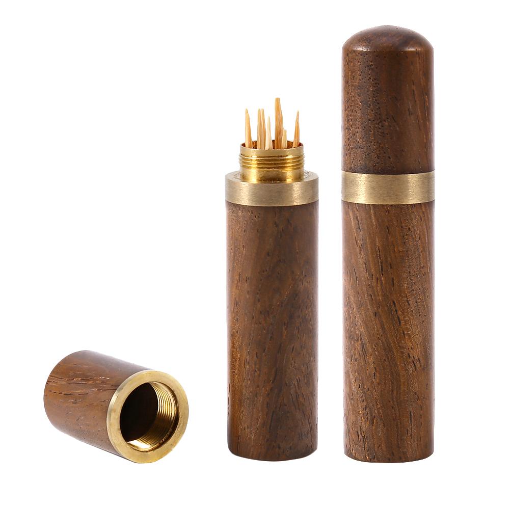 Natural Wood Tootick Holder Capsule Case Portable   Craft (Blackwood)