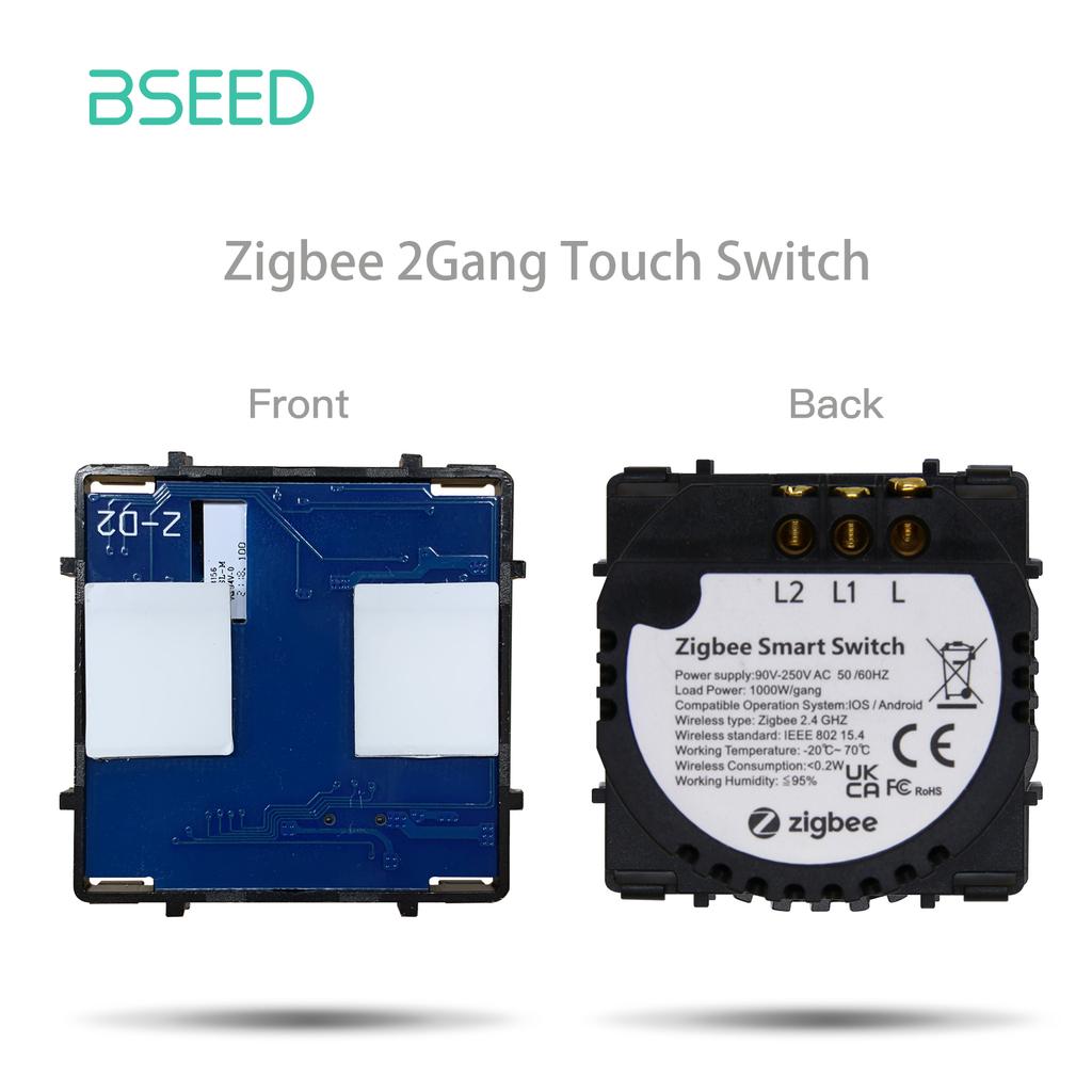 BSEED Tuya Zigbee Smart Light Switches Touch Glass Panel Frames For Wall Sockt Plug Power Outlets Google Alexa Control DIY Parts