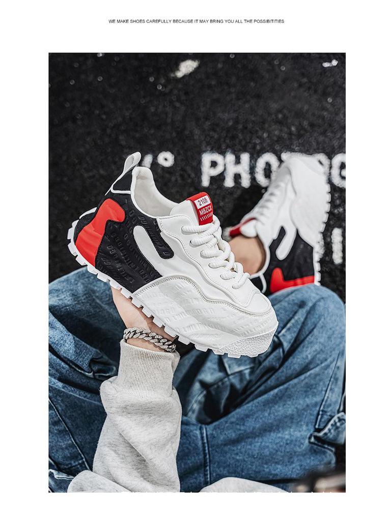 Sneakers décontractées de sport d'été tendance haut de gamme pour hommes avec rehausse invisible