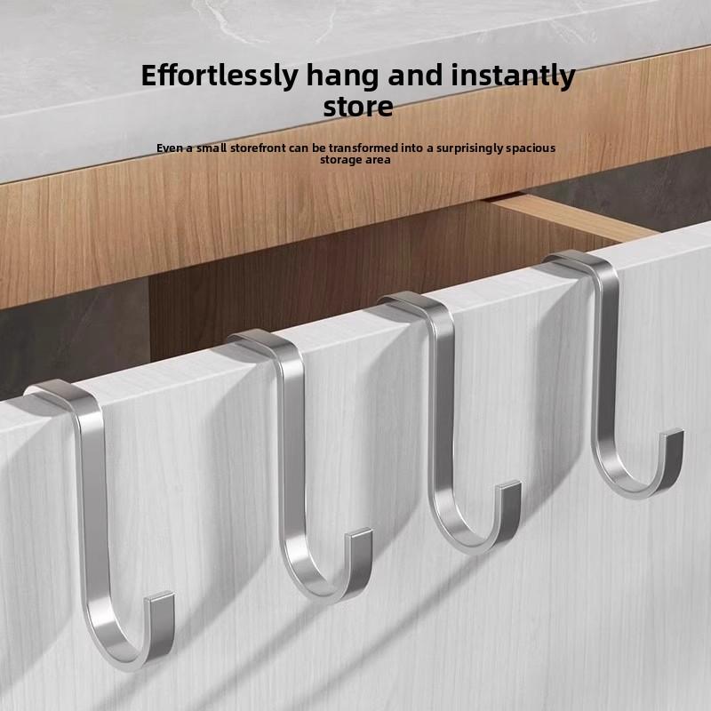 Stainless Steel Double S-shaped Hook, No Need for Drilling At The Back of The Door, Coat Hook, Bathroom Cabinet Double S-shaped Hook