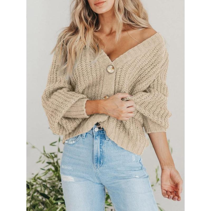 Women S Thick Knit Open Front Cardigan Long Sleeve Button Loose Short Coat