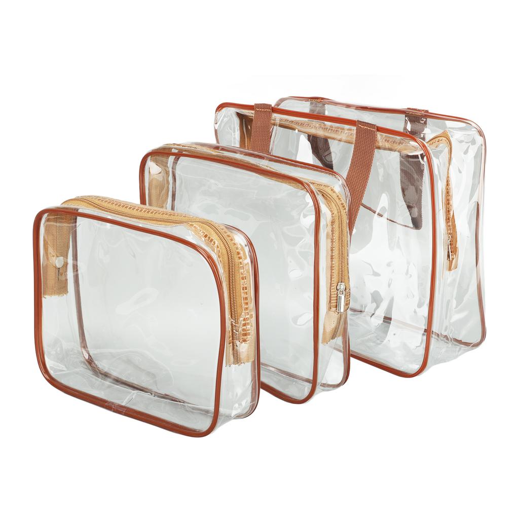 3 Pieces Clear Travel Bags Waterproof Portable Transparent Cosmetic Makeup Bags for Lunch Fitness
