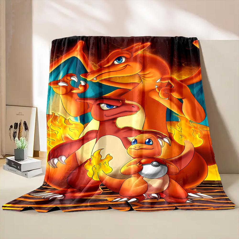 Japanese Anime Pokemon Charizard Cartoon Soft Fluffy Throw Camping Blanket for Children Sofa Throw Thin Blanket Gift Potdemiel 75X95CM