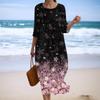 Women's Fashionable Printed Round Neck Seven Quarter Sleeve Loose Dress