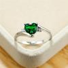 Luxury Female Green Crystal Stone Ring Classic CopperColor Thin Wedding Rings For Women Trendy Love Heart Engagement Ring