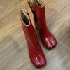 2026 Autumn Winter Soft Leather Split Toe Tabi Women Ankle Boots Zip Thick High Heels Chelsea Chunky Shoes Short Booties