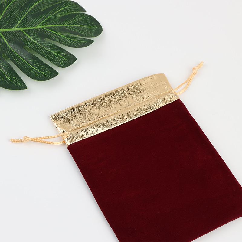 Velvet Drawstring Pouch with Gold Trim - Custom Jewelry Gift Bag