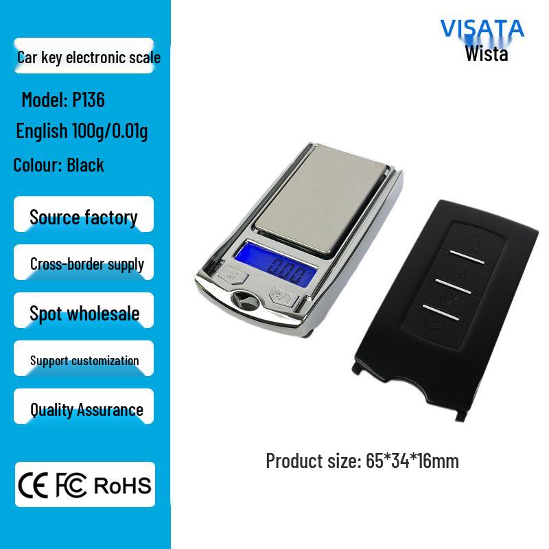 Mini Car Key High Precision Jewelry Scale 200g/0.01g Portable Gold Powder Pocket Scale