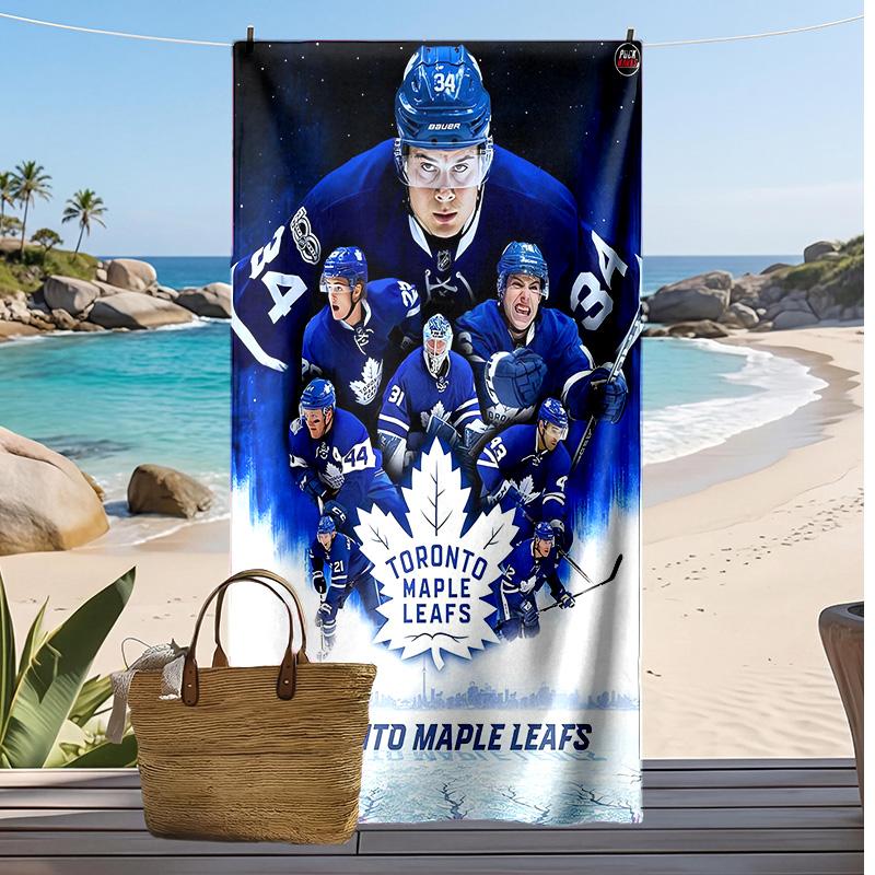Asciugamano da Spiaggia Stampa Toronto Maple Leafs Morbido Portatile Asciugatura Rapida?Asciugamano Asciutto Per Piscina Vacanza Estiva Sport all'Aperto