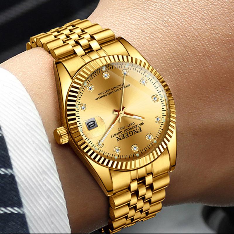 Tycoon Gold Waterproof Couple Watch: Stylish Gold Watches for Men and Women