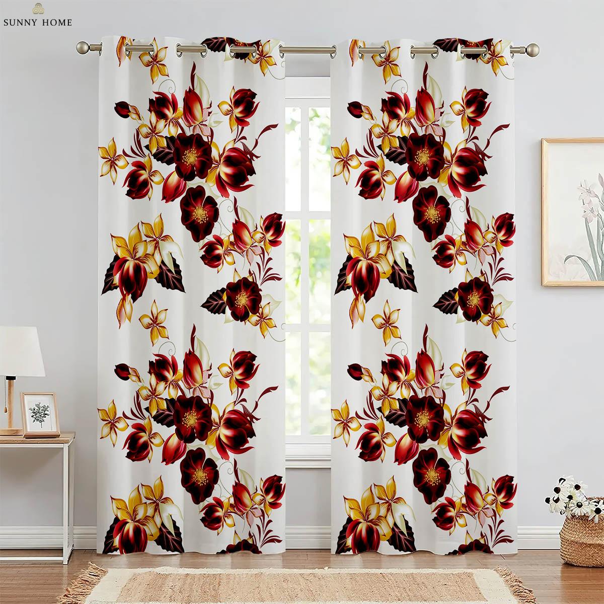 Цветочный узор Узор ПечатьШторы Пасторальный стиль Декоративный элементШторы Идеально для Спальни Гостиной КабинетаШторы Домашний Декоративный элемент W50xH140(CM)x2PCS&Grommet Top