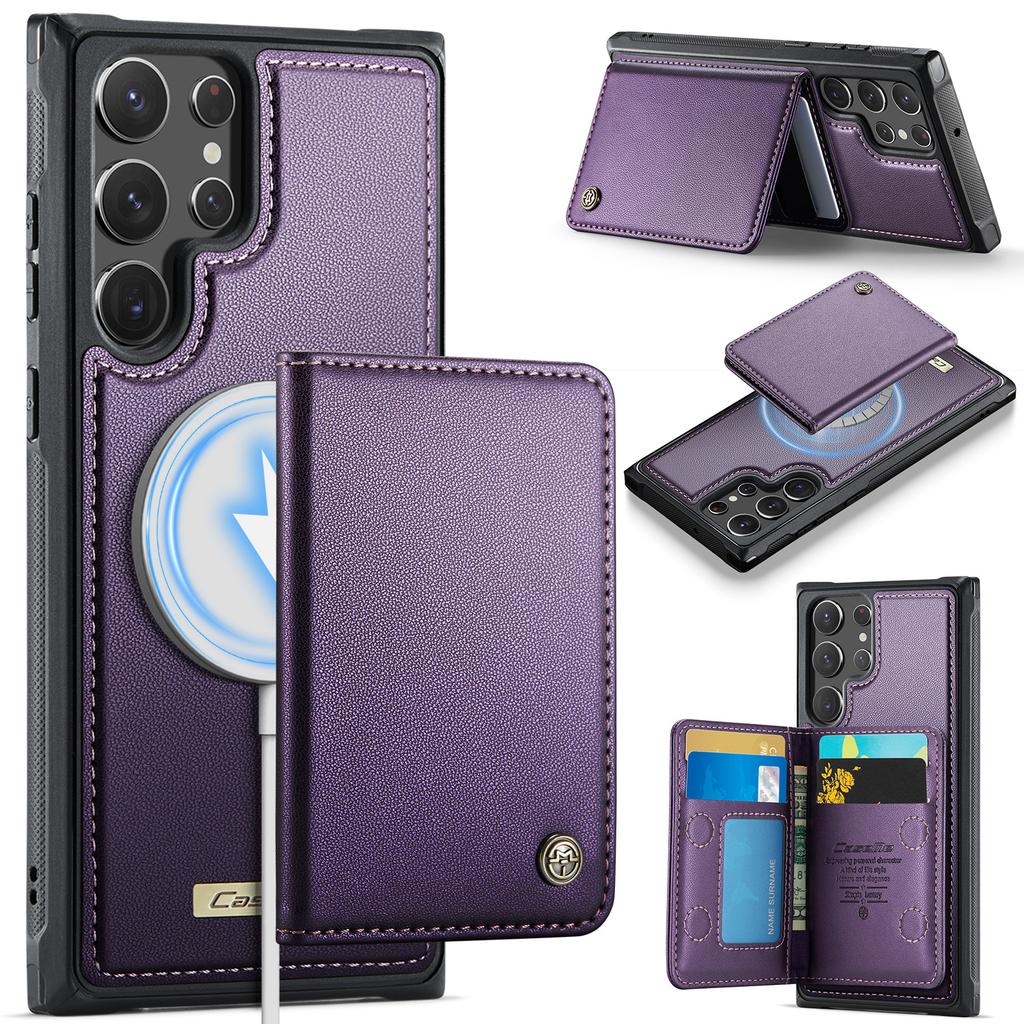 For Samsung Galaxy S22 Ultra 5G Magnetic Case CASEME ME80 Series Leather PC TPU Phone Cover with Detachable Wallet