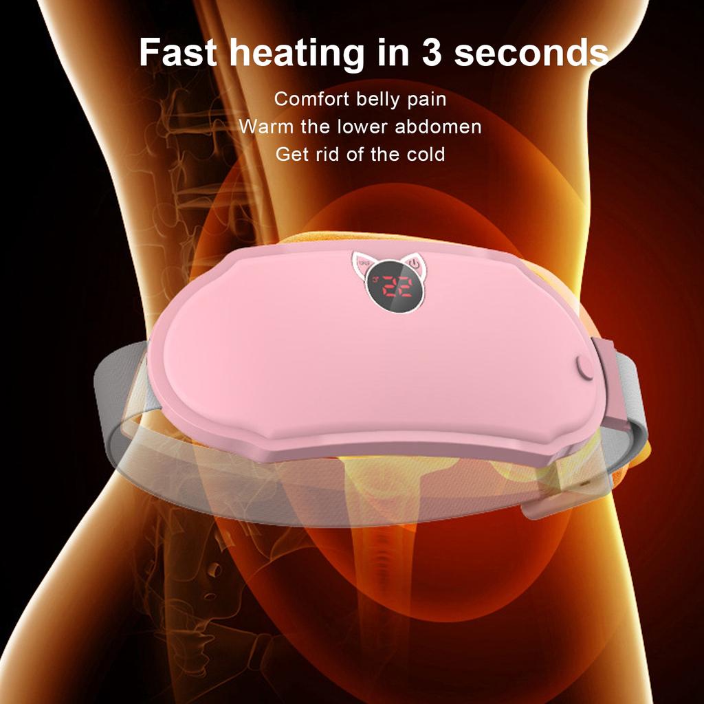 Menstrual Heating Belt 6 Temperature Gear Quickly Heating Vibration Electric Waist Belt for Women Pink