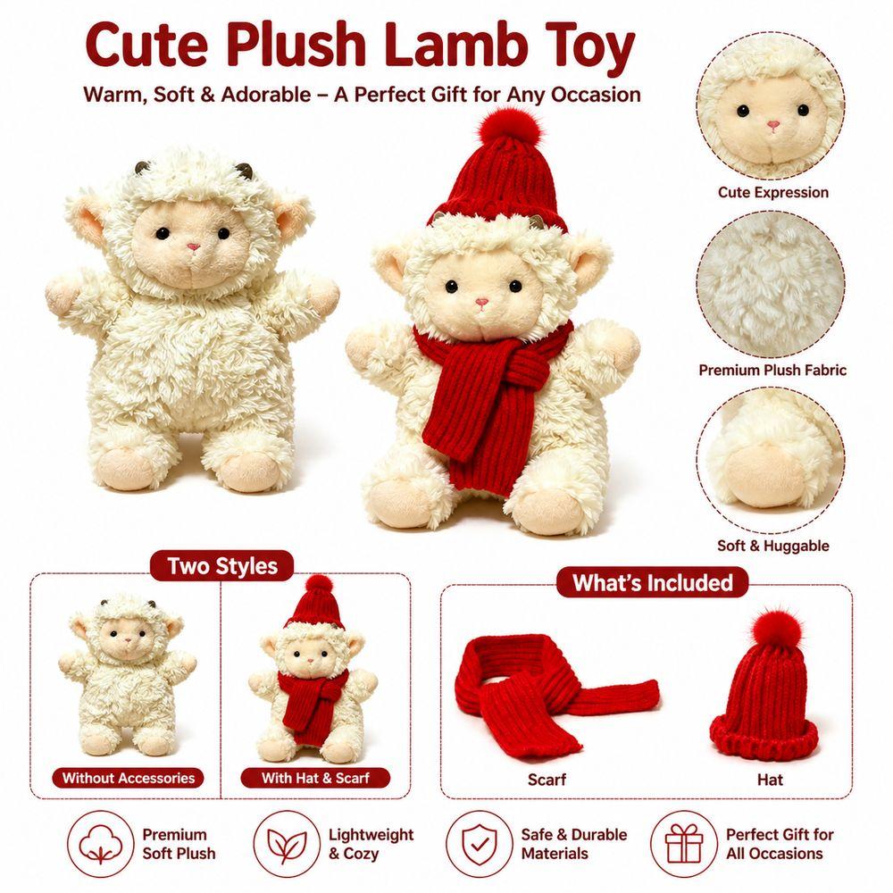 Soft Plush Sheep Plush Toy Fluffy Texture Cartoon Sheep Doll Holiday Decoration