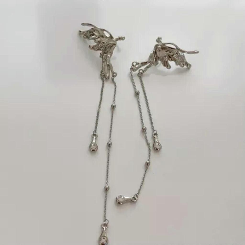 RSAMD 1pc Angel Wings Liquid Metal Butterfly Tassel Ear Cuff Non Piercing Earrings 2jo-A4