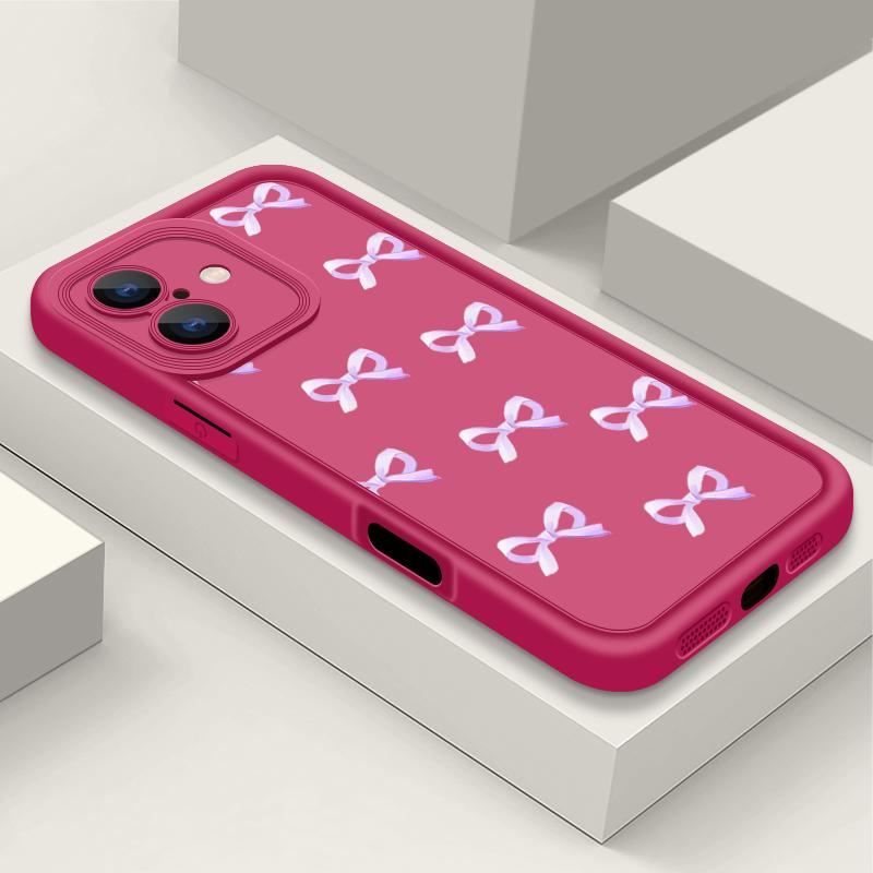 Cover per telefono in TPU opaco con motivo a fiocco per iPhone 16 Pro Max 15 Pro 14 Plus 13 12 11 XS XR 8 7 Protezione obiettivo Antiurto Morbida custodia bumper in silicone