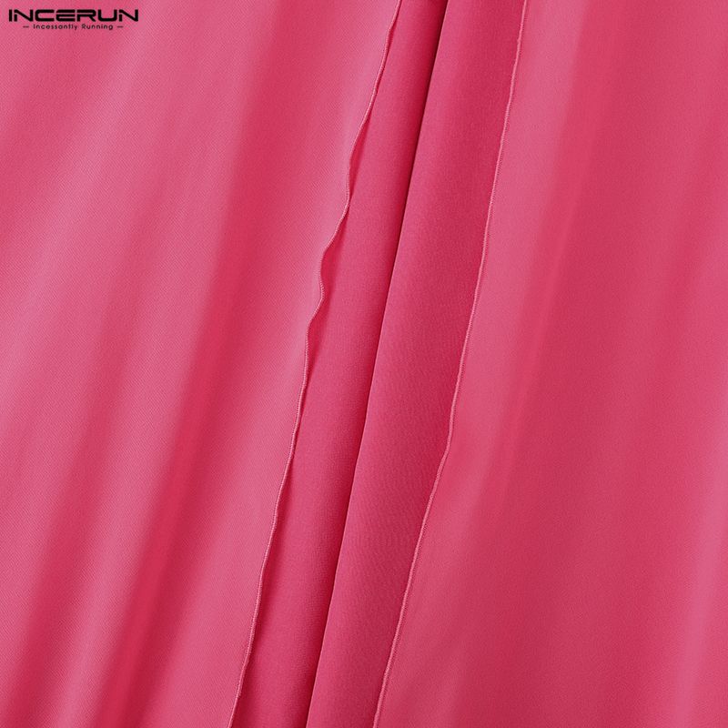 INCERUN Herren Elastischer Bund Doppellagig Patchwork Lässig Maxi Weitbein Hose