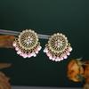 Vintage Ethnic Diamond-Set Flower Fringed Pearl Earrings Female Bohemian Travel Vacation Style Personalized Earrings Jewelry
