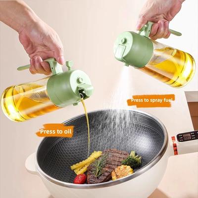 Outil de pique-nique 2 en 1 Bouteille pulvérisatrice d'huile en verre avec bec verseur Distributeur d'olive à double usage Camping Barbecue Cuisson Sauce soja Four