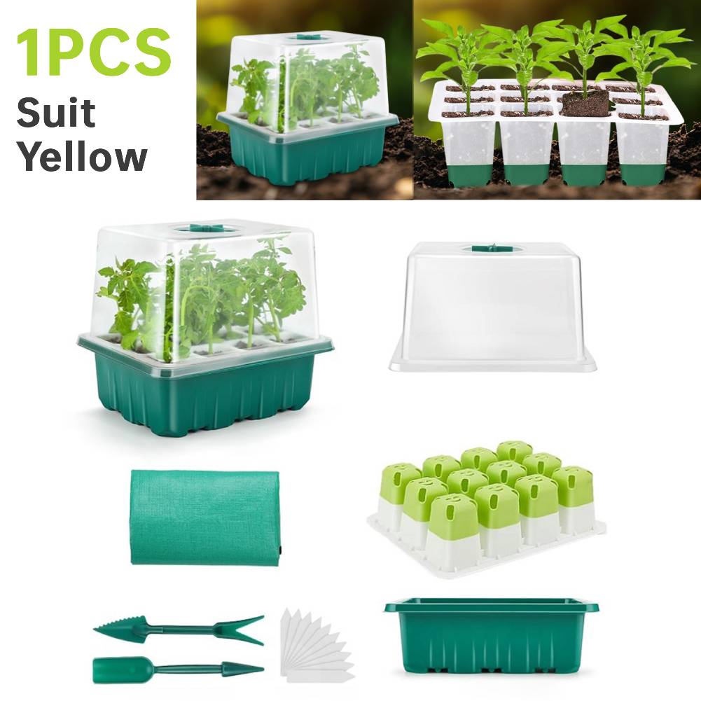 12 Holes Nursery Seedling Dish Seedling Starter Trays Garden Nursery Pot Greenhouse Seeding Germination Kit Home Garden Supplies