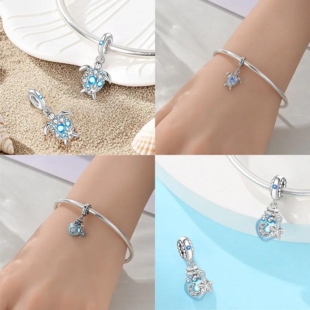 Original Charms Copper Mysterious Starry Sky Turtle Crab Conch Pendant Fit Bracelet Diy Women Jewelry Gift Making