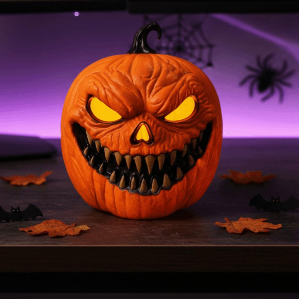 Świecąca Lampka Halloweenowa Aktywowana Dźwiękiem Lampa Dynia do Wnętrz