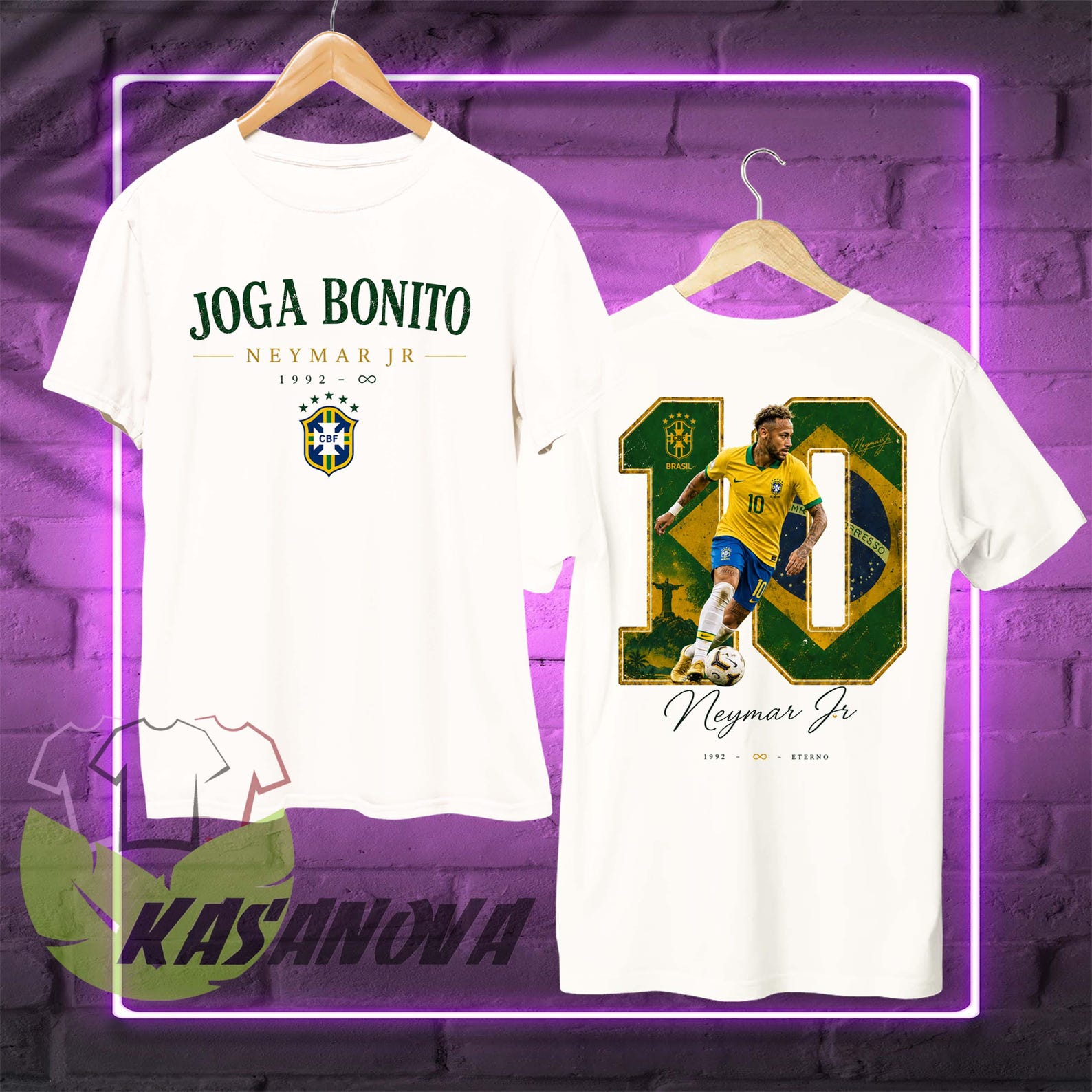 NeymarJr Vintage Graphic T-Shirt, Joga Bonito Brazil Soccer Tee, Football Theme Shirt 4XL