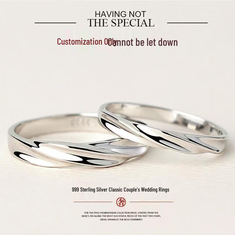 Sterling Silver & Gold Plated Couple Rings: Adjustable, Simple Design, Luxurious Gift Open/Adjustable