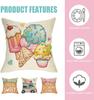 Summer It'S Ice Cream Time Decorative Throw Pillow Covers 18 X 18 Set Of 4, Life Is Sweet Waffle Truck Porch Patio Pillowcase