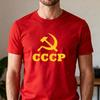 CCCP Tshirt Funny Hammer Sickle Communist Tee Ideological Thought Men Women Daily Life Shirt Bright Yellow Print Tops Cotton T