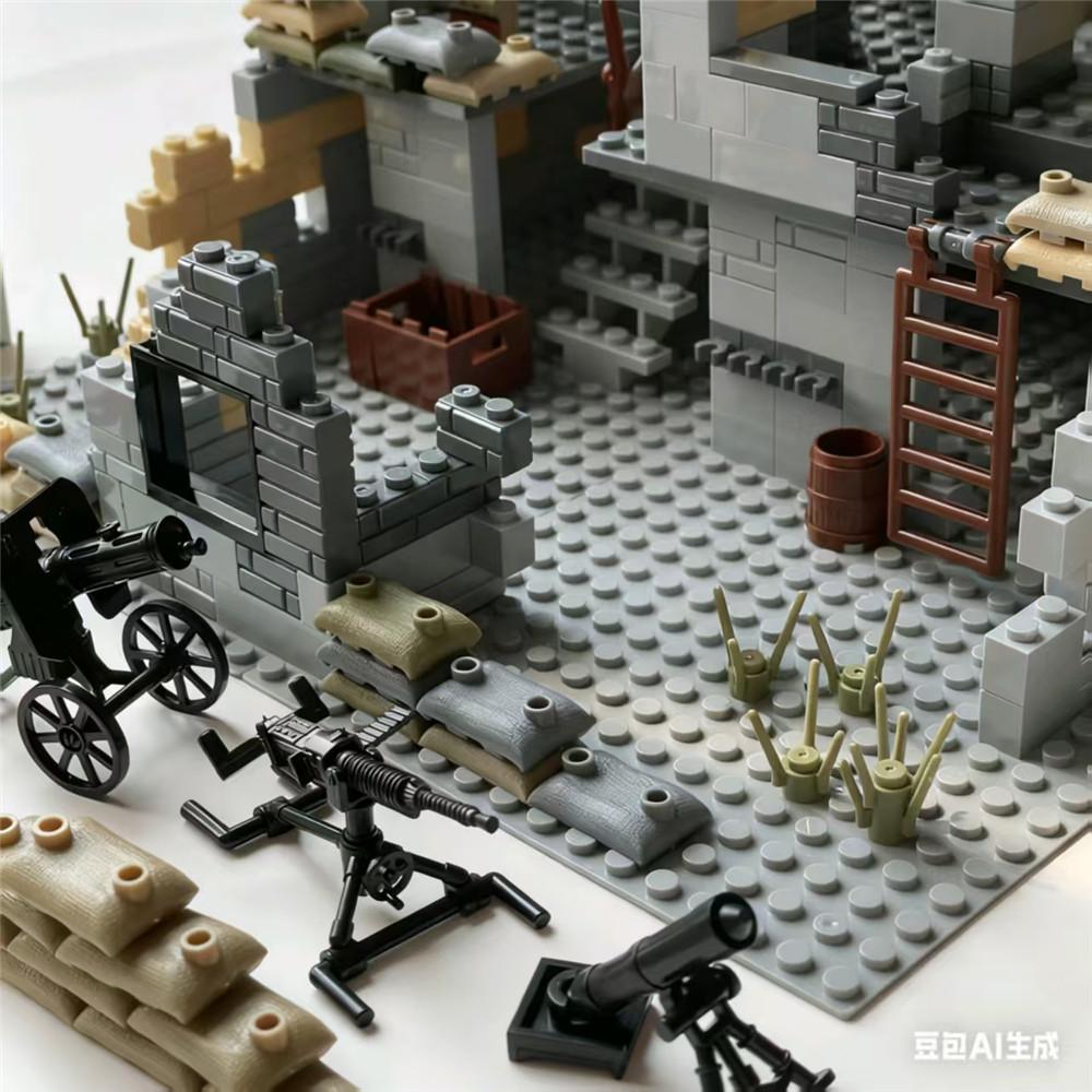 WWII War Ruins MOC Military Building Blocks Set Compatible with Mini Action Figures Educational Kids Toy Gift