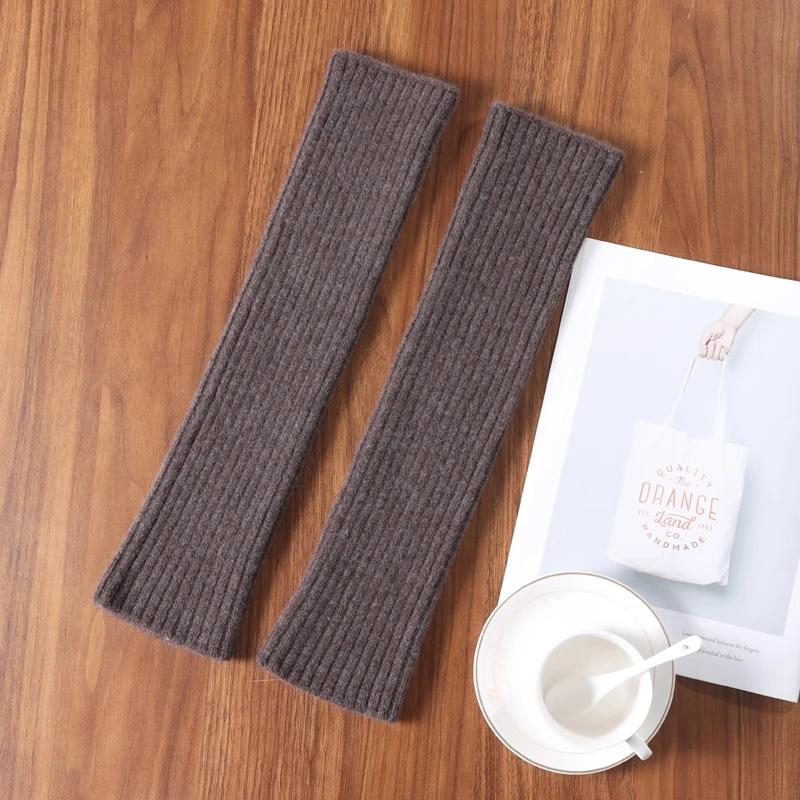 

Женские 100% шерстяные многофункциональные нарукавники-перчатки однотонные текстурные деликатные теплые ветрозащитные украшают для походов зимой 42cmx8cm кофейный