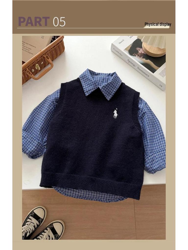 Children's Korean Style Plaid Cotton Shirt for Spring & Autumn 2025 - Casual Baby & Boys' Wear