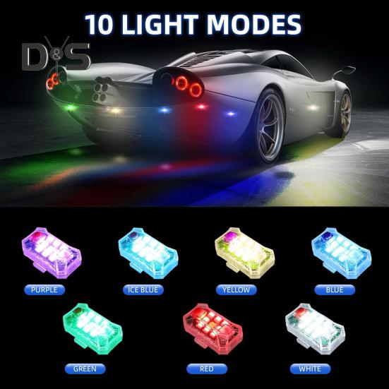 Bezdrátová LED stroboskopická světla s dálkovým ovládáním, vodotěsná dobíjecí 500mAh s vysokým jasem, blikající auto, noční výstražná světla pro auto, motocykl, kolo