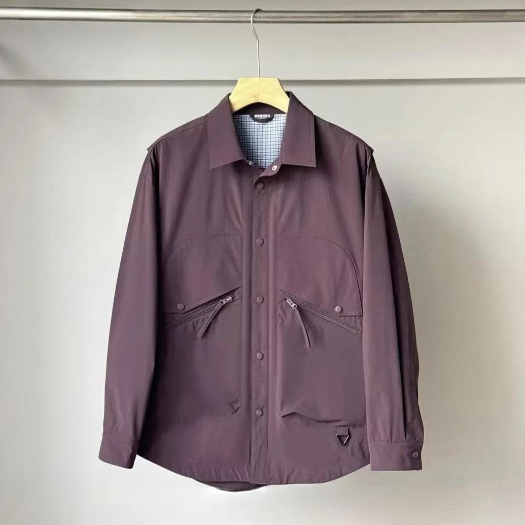 

Spring New Fake Two-Piece Designer Lapel Tooling Men S Shirt Jacket Spring And Autumn Fashion Versatile Top Tide 4XL (205-110 kg) фіолетовий