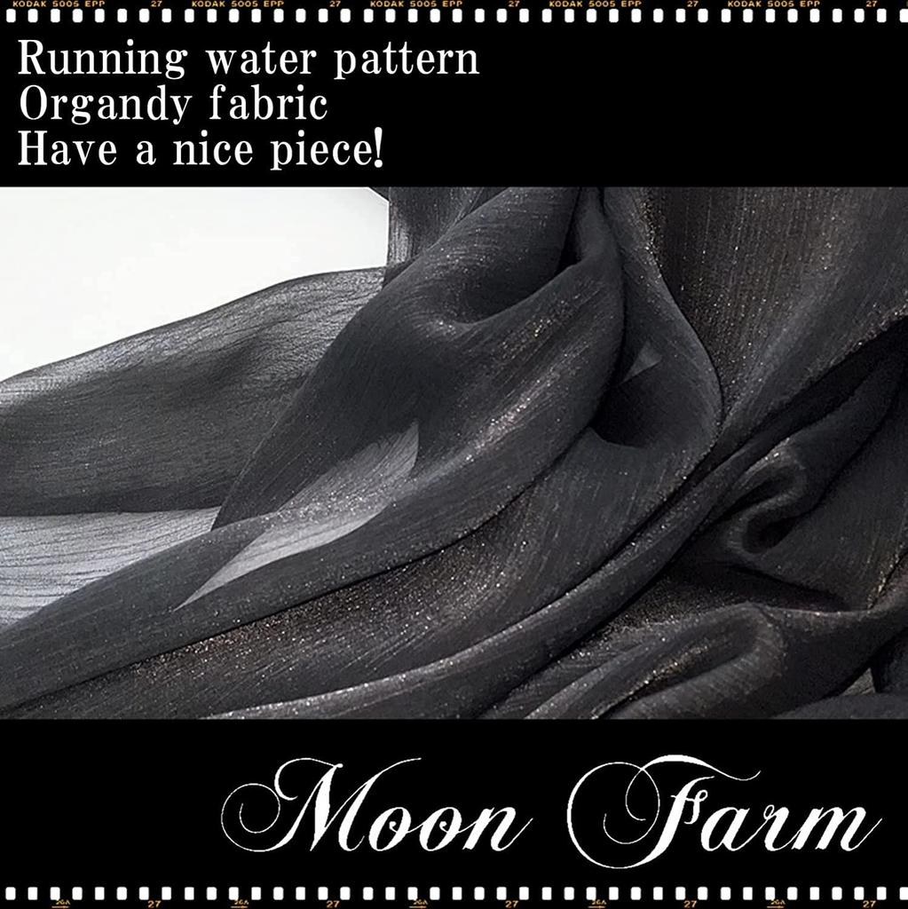 moonfarm Flowing Water Pattern Organza x Solid Transparent Fabric for Crafts Fabric, Black, 1m-5m 1.5m Wide, Color, (3m)
