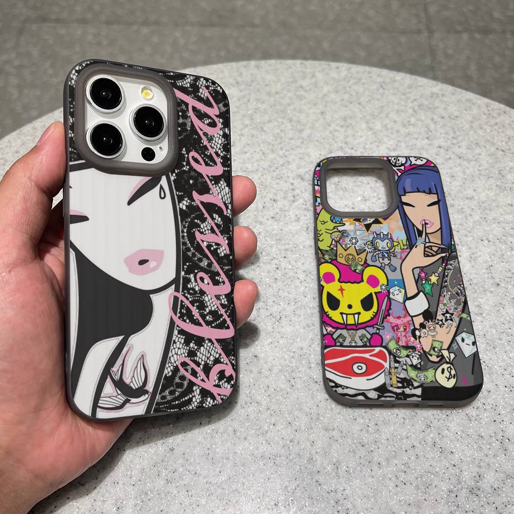 Japan Tokidoki Phone Case For IPhone 17 16 15 14 13 12 11 Corrugated Frosted Soft Cover Anti-Slip