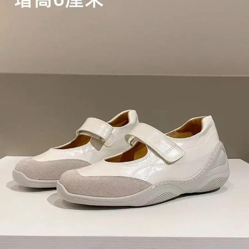 Fashion Shallow Flat Sport Mary Ballet Shoes Women's Vintage French Sport Silver Mary Jane Single Shoes