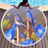 Bird Flower Print Round Beach Towel Microfiber Circle Bath Towels Quick Dry Absorbent Pool Towels Sand Free Shawl Beach Blanket