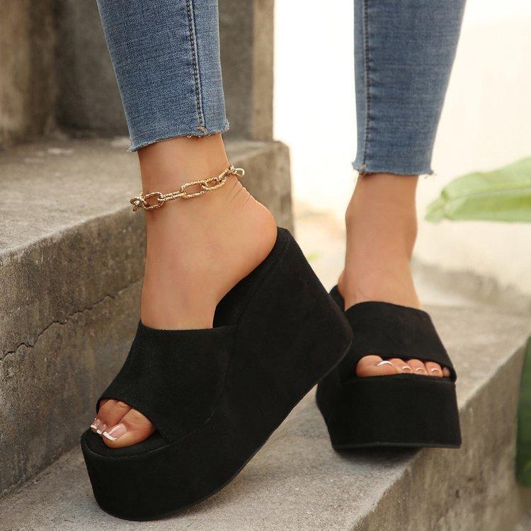 Sandali a ciabatta da donna in PVC trasparente con punta aperta Estate Zeppa 10 cm Tacchi Alti Pantofole da donna Piattaforma Casual Sandali