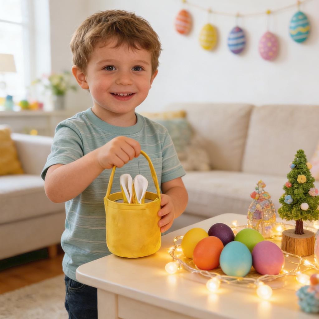 Easter Ears Bucket Easter Bunny Tote Bag Party Gift Storage Bag