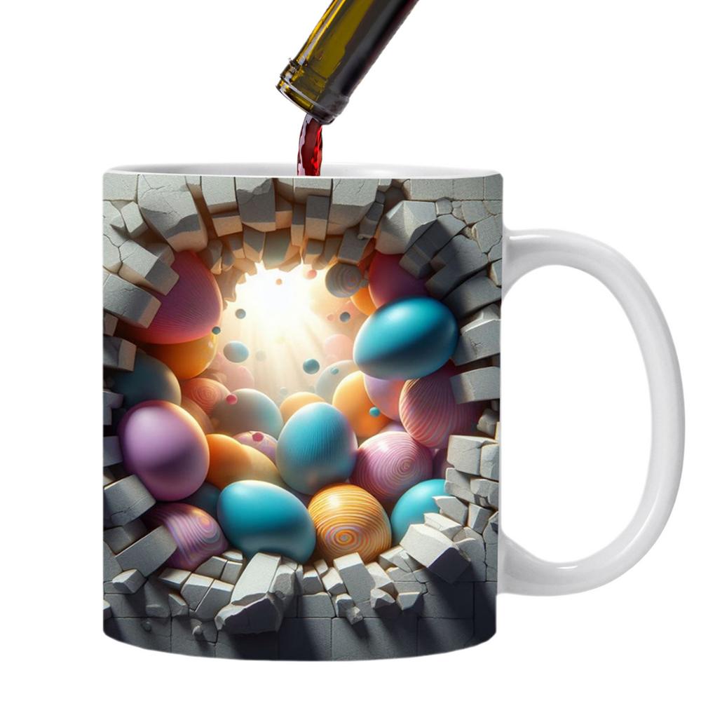 Easter Coffee Cups Colorful Eggs Bunny Easter Coffee Mug Cute Cartoon Ceramic Cup Funny Novelty Portable Mugs For Hot Cocoa